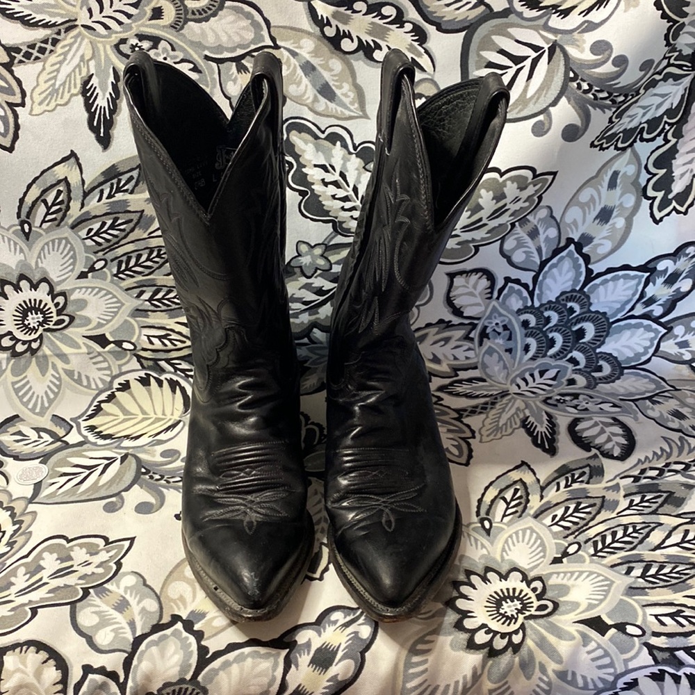 Black Leather Cowboy Boots